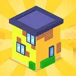 노란색 배경에 있는 작은 이층 건물 일러스트