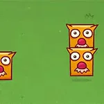 녹색 배경 위에 세 개의 귀여운 올빼미 모양의 캐릭터가 있는 모습