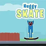 파란 색상의 캐릭터가 스케이트보드를 타고 있는 모습