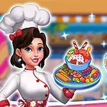 여성 셰프가 아이스크림과 과일이 담긴 접시를 들고 있는 모습