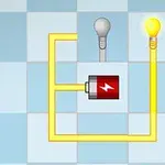 전구, 배터리, 회로가 있는 전자 회로 다이어그램