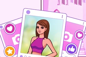 분홍색 배경 앞 사진에서 보라색 상의를 입은 여성이 중앙에 위치한 일러스트레이션