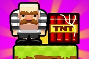 캐릭터가 초록색 플랫폼 위에 서 있으며 옆에 TNT 상자가 놓여 있다