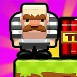 캐릭터가 초록색 플랫폼 위에 서 있으며 옆에 TNT 상자가 놓여 있다