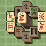 초록색 격자무늬 배경 위에 여러 개의 마작 패가 쌓여 있습니다