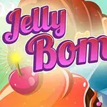 다양한 컬러의 젤리와 체리 이미지 위에 Jelly Bomb라는 보라색 텍스트가 쓰여져 있다