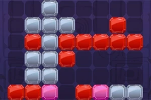 검정 배경 위에 빨간색, 흰색, 분홍색 블록들이 서로 연결되어 있는 이미지