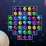 다양한 색상의 보석들이 우주 배경 위에 배열된 모습입니다