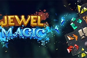 다채로운 보석들이 어두운 배경 위에 흩어져 있는 모습을 담고 있으며, Jewel Magic이라는 글자가 표시되어 있습니다