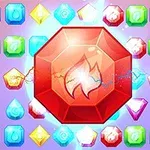 다양한 색상의 보석들이 배경에 배치되어 있으며, 중앙에 큰 빨간 보석이 빛나고 있다