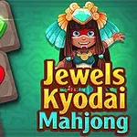 다양한 색상의 보석 아이콘과 전통 의상을 입은 캐릭터가 있는 그림