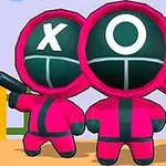 가면을 쓴 세 명의 캐릭터가 분홍색 복장을 입고 있다