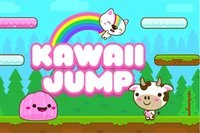 Kawaii Jump에서 귀여운 보라색 슬라임을 조종해 위로 점프