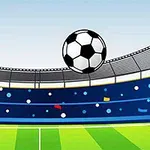 축구 경기장에서 공중에 떠 있는 축구공