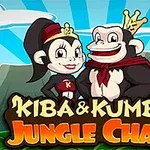 왕관을 쓴 두 마리 원숭이가 웃고 있는 모습과 Kiba & Kumba Jungle Chaos라는 텍스트