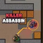 상자들로 가득 찬 밀실에서 두 명의 적과 녹색 캐릭터가 교전하는 장면