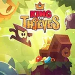 어두운 그림자 모양의 캐릭터들이 보물 상자를 향해 뛰어가는 장면이며, 상자 주변에는 빛과 보석들이 있다