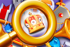 큰 금색 열쇠가 중심에 있고 그 안에 왕관이 있는 이미지