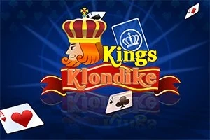 왕관을 쓴 캐릭터와 Kings Klondike라는 텍스트가 중앙에 있고, 주변에 카드들이 흩어진 모습