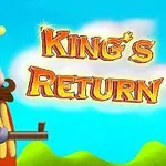 왕관을 쓴 캐릭터가 총을 들고 있으며, 푸른 하늘 아래 Kings Return이라고 적혀 있다