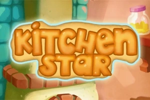 알록달록한 주방 배경에 KITCHEN STAR라는 글자가 부각되어 있는 이미지