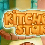 알록달록한 주방 배경에 KITCHEN STAR라는 글자가 부각되어 있는 이미지
