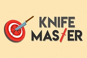과녁판에 꽂힌 칼과 KNIFE MASTER라는 텍스트