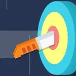 원형 표적의 중앙에 꽂힌 칼