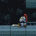 기사 갑옷을 입은 캐릭터가 칼을 들고 던전을 배경으로 걷고 있는 모습