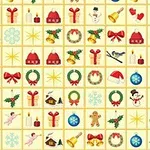 크리스마스 테마의 아이콘이 그려진 그리드 배열, 장식물, 선물, 눈사람, 트리 등이 포함되어 있습니다