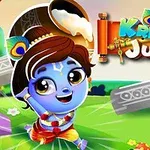 파란색 피부를 가진 캐릭터가 자연 배경에서 웃고 있는 모습