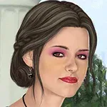 팔찌를 찬 여성이 자연 배경 앞에 서 있는 초상화