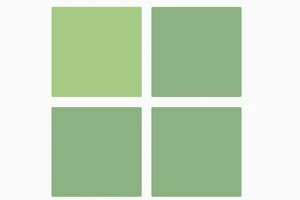 녹색과 연두색으로 채워진 네 개의 정사각형이 2x2 배열로 배치되어 있습니다