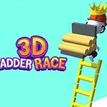 두 개의 사다리를 오르는 캐릭터들이 각각 빨간색과 노란색 원통형 물체를 들고 있으며 중앙에 3D LADDER RACE라는 텍스트가 있다