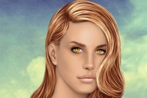 금발 머리와 노란 눈을 가진 여성의 초상화