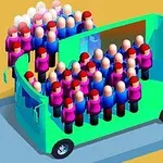 녹색 차량에 많은 사람들이 타고 있는 모습을 묘사한 이미지