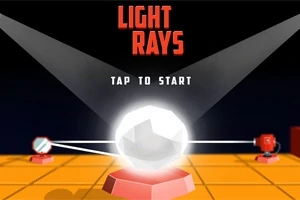 조명 아래 다각형 모양의 수정이 중앙에 놓여 있고, 주변에 거울과 광선 발사 장치가 있습니다