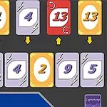 텍스트 Flip Card가 적힌 빨간 카드 옆에 노란 숫자 카드와 회색 숫자 카드가 배열되어 있는 이미지