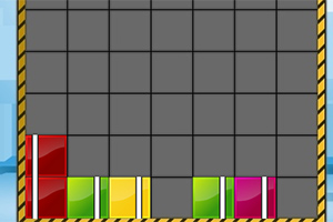 회색 격자 배경에 빨강, 노랑, 녹색, 보라색 직사각형 블록들이 바닥에 쌓여 있는 모습
