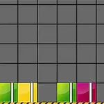 회색 격자 배경에 빨강, 노랑, 녹색, 보라색 직사각형 블록들이 바닥에 쌓여 있는 모습