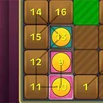 숫자가 적힌 여러 개의 사각형과 원형 타일이 격자 형태로 배열되어 있는 이미지