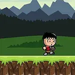 캐릭터가 초원에서 걷고 있는 모습의 2D 애니메이션 배경