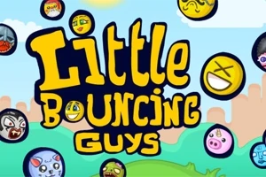 다양한 표정의 캐릭터 얼굴들과 큰 글자로 Little Bouncing Guys가 적힌 이미지