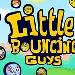 다양한 표정의 캐릭터 얼굴들과 큰 글자로 Little Bouncing Guys가 적힌 이미지