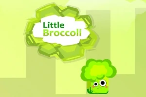 초록색 배경에 아기자기한 브로콜리 캐릭터와 Little Broccoli라는 텍스트가 있는 이미지