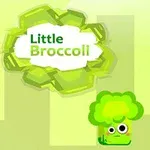 초록색 배경에 아기자기한 브로콜리 캐릭터와 Little Broccoli라는 텍스트가 있는 이미지