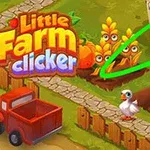 빨간색 트럭 옆에 서 있는 오리와 눈 모양을 가진 농작물들, 그리고 손가락으로 가리키는 초록색 화살표가 보이는 농장 장면