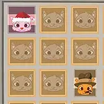 그리드 안에 산타 모자를 쓴 분홍색 고양이와 모자를 쓴 주황색 고양이 얼굴이 보입니다