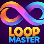 무한대 기호가 다채로운 색상으로 그려져 있으며 아래에 LOOP MASTER라는 텍스트가 있는 이미지