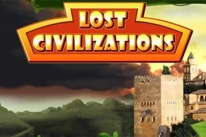 Lost Civilizations라는 텍스트와 고대 성이 있는 풍경 이미지